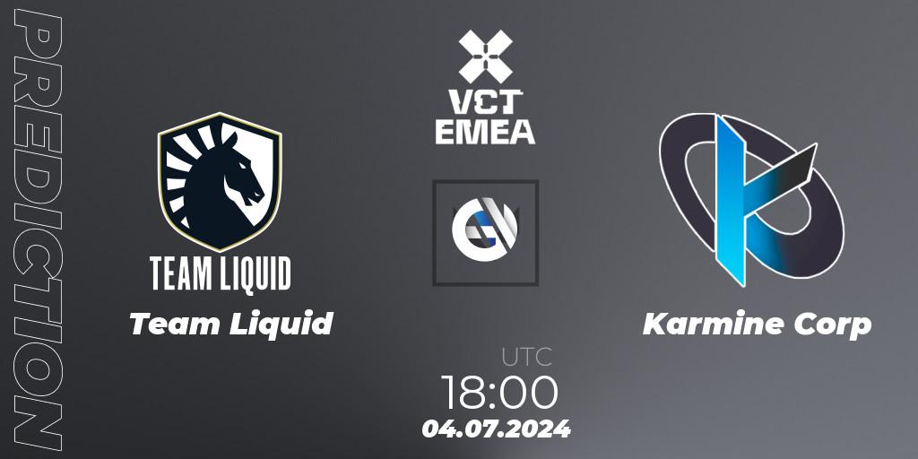 Pronóstico Team Liquid - Karmine Corp. 04.07.2024 at 19:00, VALORANT, VALORANT Champions Tour 2024: EMEA League - Stage 2 - Group Stage