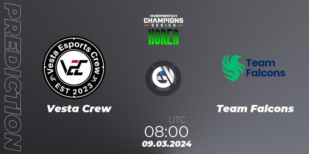 Pronóstico Vesta Crew - Team Falcons. 09.03.2024 at 08:00, Overwatch, Overwatch Champions Series 2024 - Stage 1 Korea