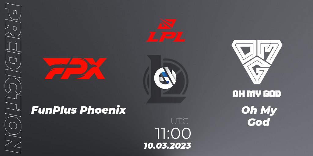 Pronóstico FunPlus Phoenix - Oh My God. 10.03.2023 at 11:00, LoL, LPL Spring 2023 - Group Stage