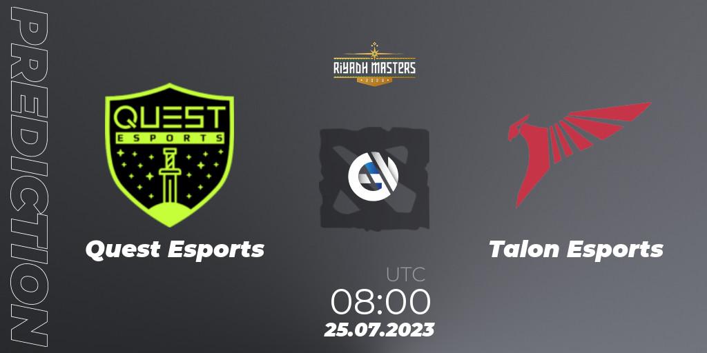 Pronóstico PSG Quest - Talon Esports. 25.07.2023 at 08:05, Dota 2, Riyadh Masters 2023