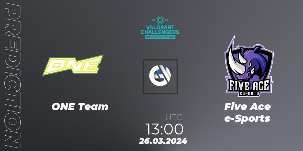 Pronóstico ONE Team - Five Ace e-Sports. 26.03.2024 at 13:00, VALORANT, VALORANT Challengers Hong Kong and Taiwan 2024: Split 1