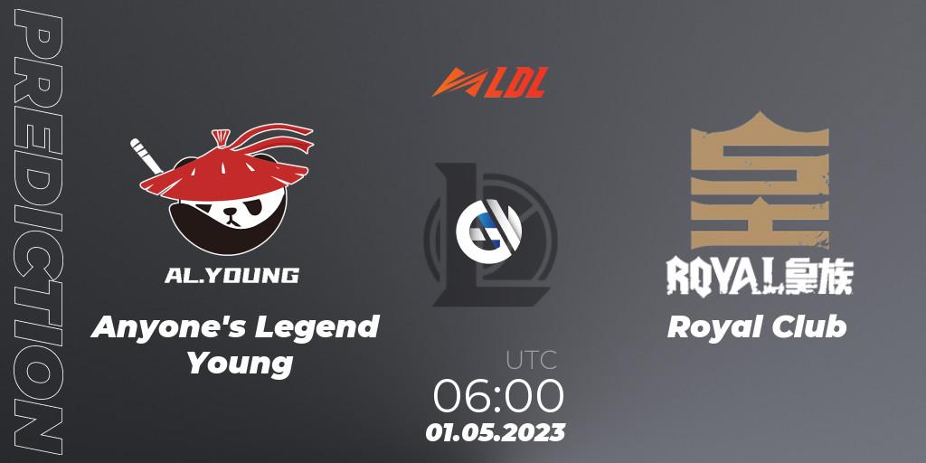 Pronóstico Anyone's Legend Young - Royal Club. 01.05.2023 at 06:00, LoL, LDL 2023 - Regular Season - Stage 2