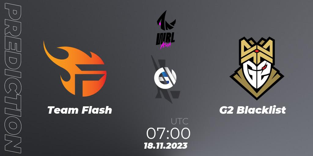 Pronóstico Team Flash - G2 Blacklist. 18.11.2023 at 07:00, Wild Rift, WRL Asia 2023 - Season 2 - Regular Season
