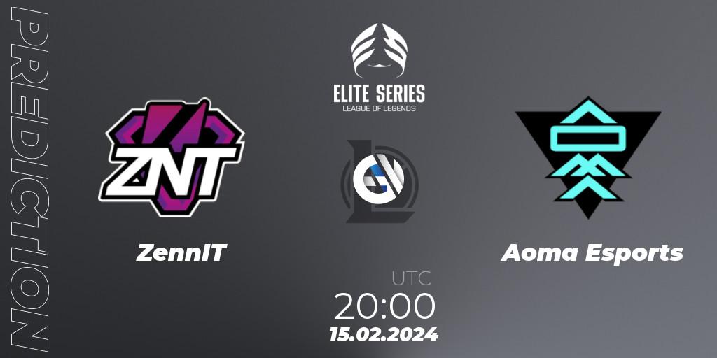 Pronóstico ZennIT - Aoma Esports. 15.02.2024 at 20:00, LoL, Elite Series Spring 2024
