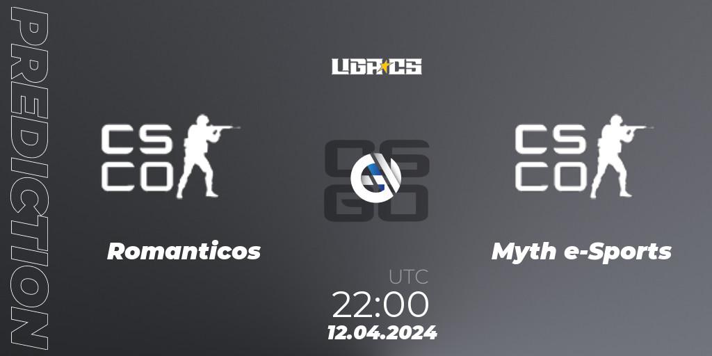 Pronóstico Romanticos - Myth e-Sports. 12.04.2024 at 22:00, Counter-Strike (CS2), LIGA CS: Summer 2024