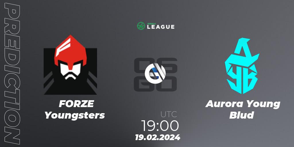 Pronóstico FORZE Youngsters - Aurora Young Blud. 19.02.2024 at 19:00, Counter-Strike (CS2), ESEA Season 48: Advanced Division - Europe