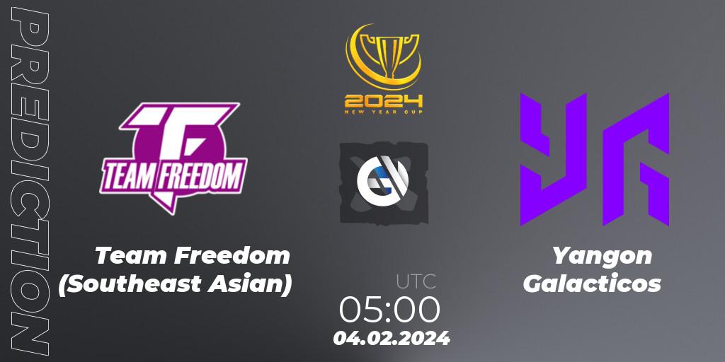 Pronóstico Team Freedom (Southeast Asian) - Yangon Galacticos. 04.02.2024 at 05:09, Dota 2, New Year Cup 2024