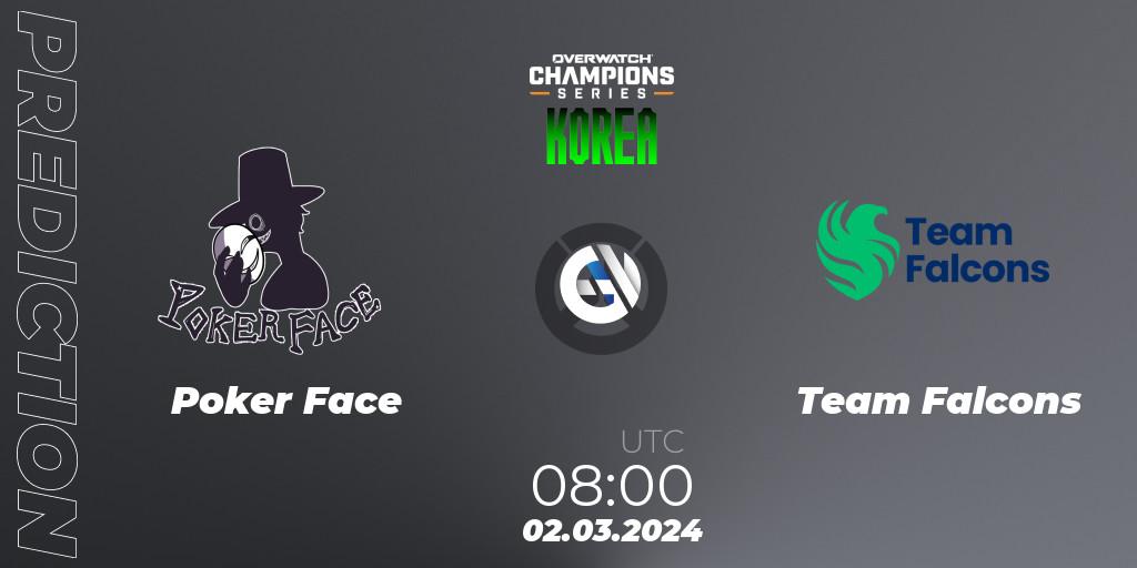 Pronóstico Poker Face - Team Falcons. 02.03.2024 at 08:00, Overwatch, Overwatch Champions Series 2024 - Stage 1 Korea