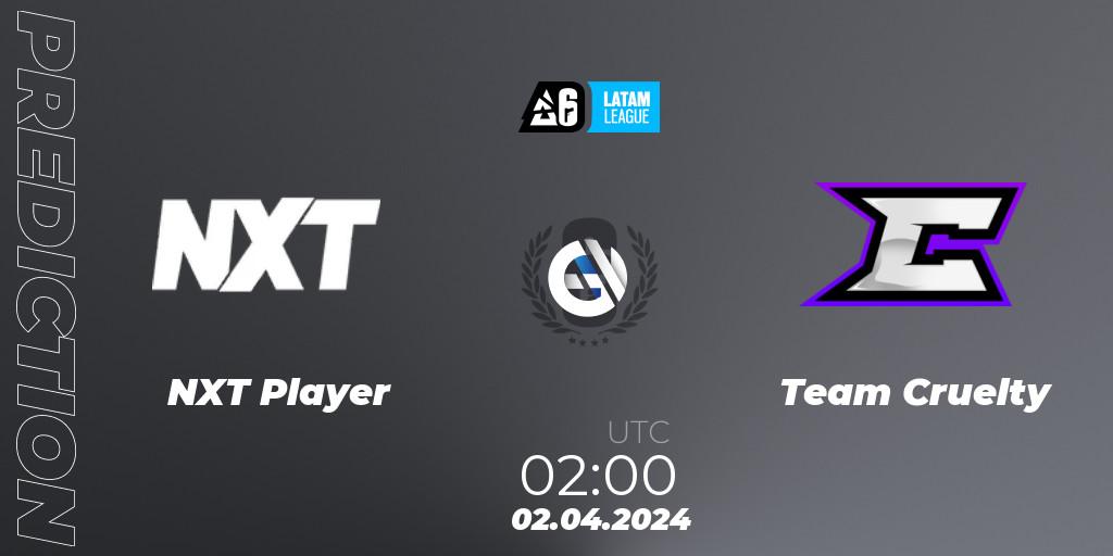 Pronóstico NXT Player - Team Cruelty. 02.04.2024 at 02:00, Rainbow Six, LATAM League 2024 - Stage 1: LATAM North