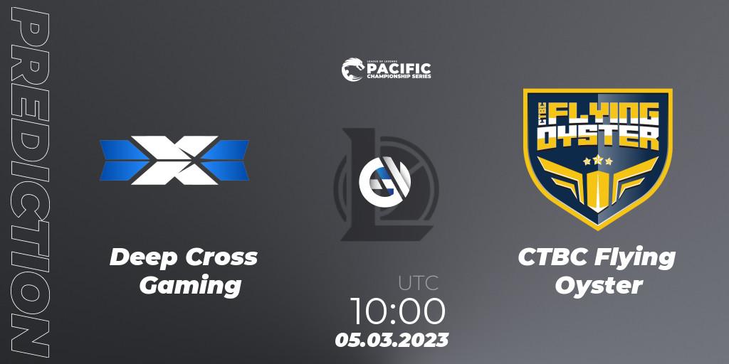 Pronóstico Deep Cross Gaming - CTBC Flying Oyster. 05.03.2023 at 10:05, LoL, PCS Spring 2023 - Group Stage