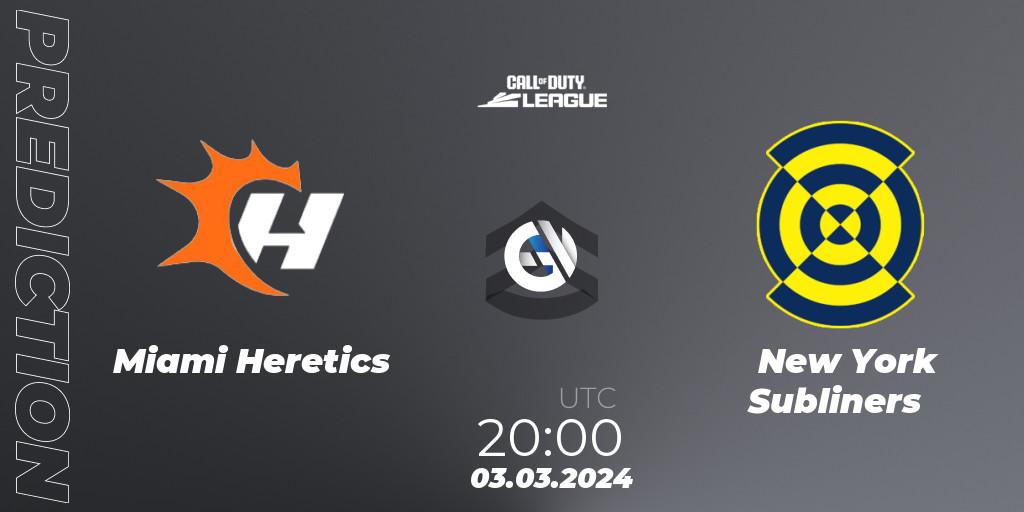 Pronóstico Miami Heretics - New York Subliners. 03.03.2024 at 20:00, Call of Duty, Call of Duty League 2024: Stage 2 Major Qualifiers