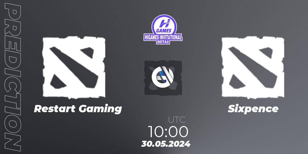 Pronóstico Restart Gaming - Sixpence. 30.05.2024 at 06:00, Dota 2, HiGames Invitational