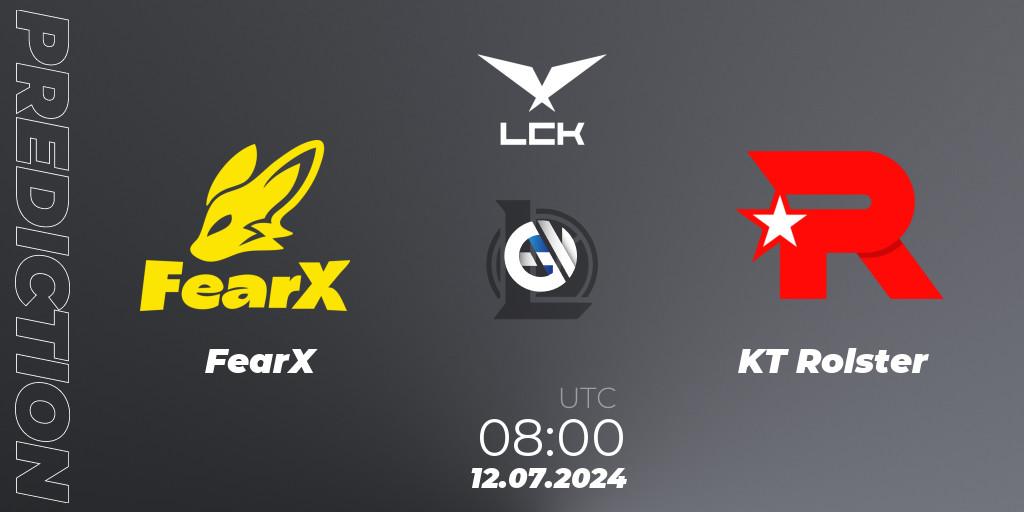 Pronóstico FearX - KT Rolster. 12.07.2024 at 08:00, LoL, LCK Summer 2024 Group Stage