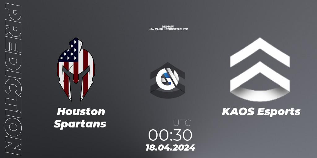 Pronóstico Houston Spartans - KAOS Esports. 17.04.2024 at 23:30, Call of Duty, Call of Duty Challengers 2024 - Elite 2: NA