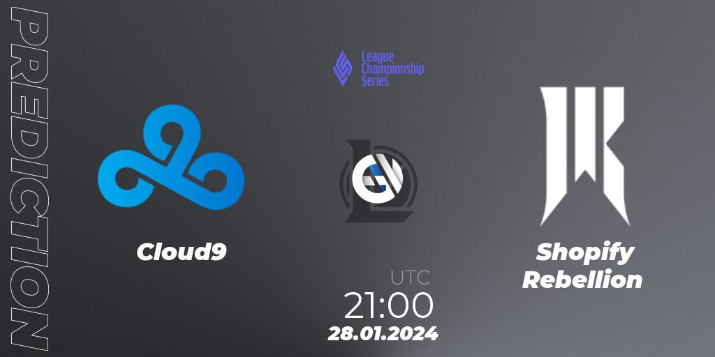 Pronóstico Cloud9 - Shopify Rebellion. 28.01.2024 at 21:00, LoL, LCS Spring 2024 - Group Stage