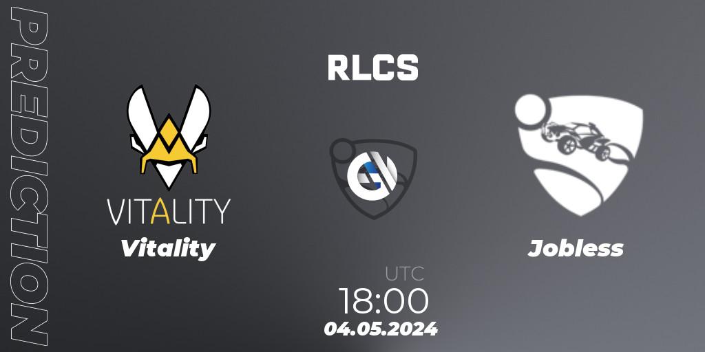 Pronóstico Vitality - Jobless. 04.05.2024 at 17:00, Rocket League, RLCS 2024 - Major 2: EU Open Qualifier 4