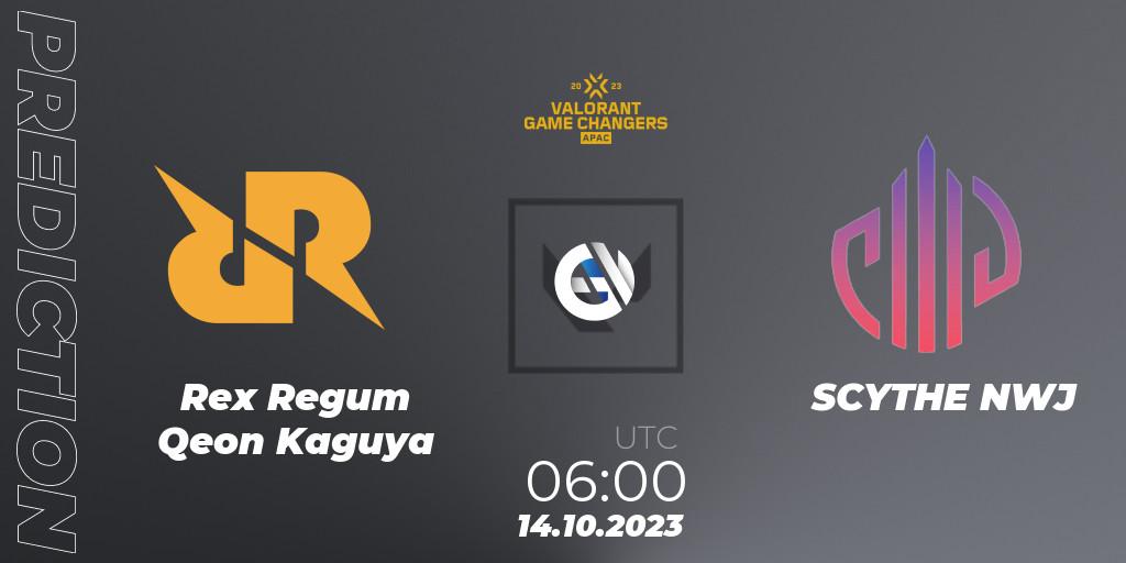 Pronóstico Rex Regum Qeon Kaguya - SCYTHE NWJ. 14.10.2023 at 06:00, VALORANT, VCT 2023: Game Changers APAC Elite
