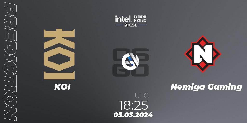 Pronóstico KOI - Nemiga Gaming. 05.03.2024 at 18:25, Counter-Strike (CS2), Intel Extreme Masters Dallas 2024: European Open Qualifier #2