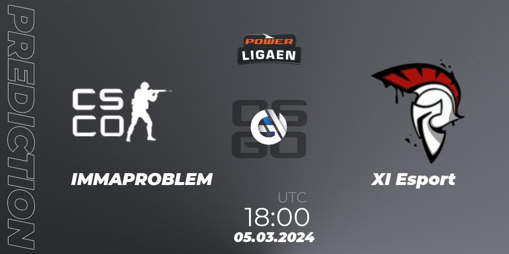 Pronóstico IMMAPROBLEM - XI Esport. 05.03.2024 at 18:00, Counter-Strike (CS2), Dust2.dk Ligaen Season 25