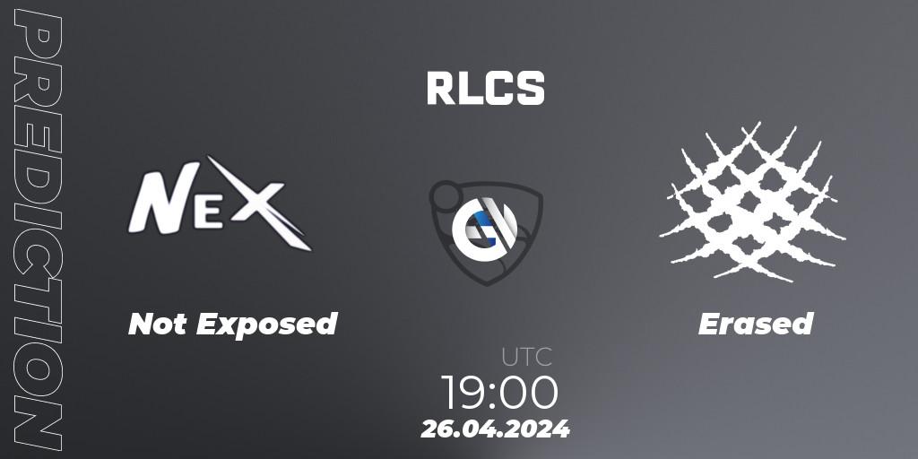 Pronóstico Not Exposed - Erased. 26.04.2024 at 19:00, Rocket League, RLCS 2024 - Major 2: SAM Open Qualifier 4