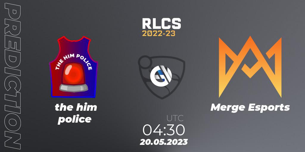 Pronóstico the him police - Merge Esports. 20.05.2023 at 04:30, Rocket League, RLCS 2022-23 - Spring: Oceania Regional 2 - Spring Cup