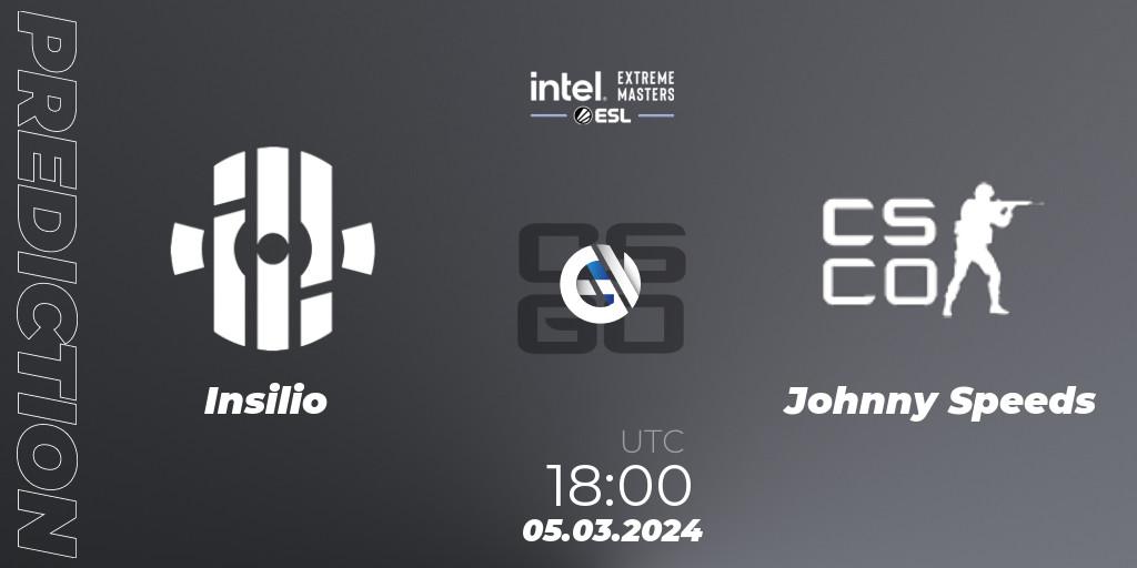 Pronóstico Insilio - Johnny Speeds. 05.03.2024 at 18:15, Counter-Strike (CS2), Intel Extreme Masters Dallas 2024: European Open Qualifier #2