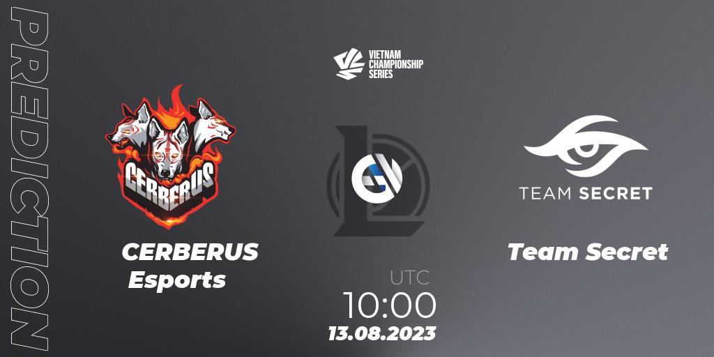 Pronóstico CERBERUS Esports - Team Secret. 13.08.2023 at 10:00, LoL, VCS Dusk 2023