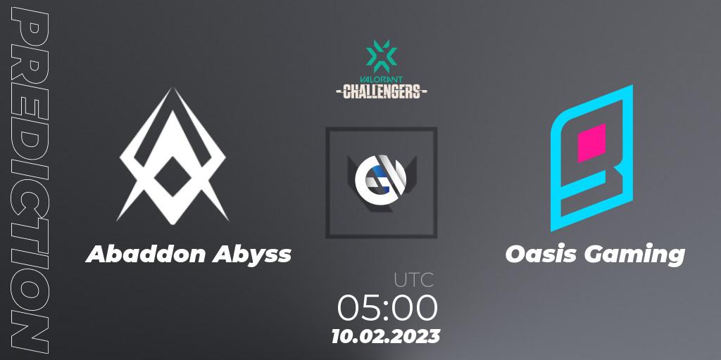 Pronóstico Abaddon Abyss - Oasis Gaming. 10.02.23, VALORANT, VALORANT Challengers 2023: Philippines Split 1