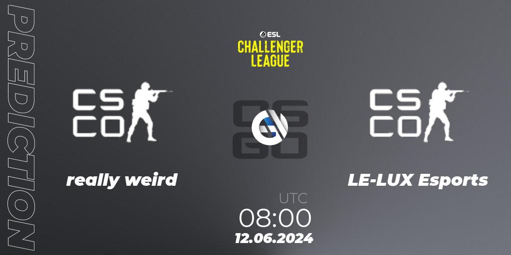 Pronóstico really weird - LE-LUX Esports. 12.06.2024 at 08:00, Counter-Strike (CS2), ESL Challenger League Season 47 Relegation: Oceania