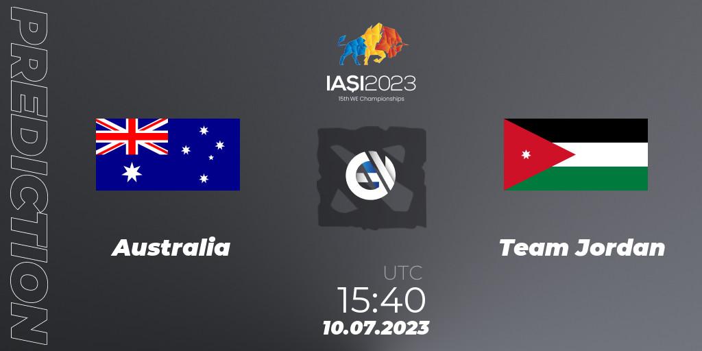 Pronóstico Australia - Team Jordan. 10.07.2023 at 16:40, Dota 2, Gamers8 IESF Asian Championship 2023