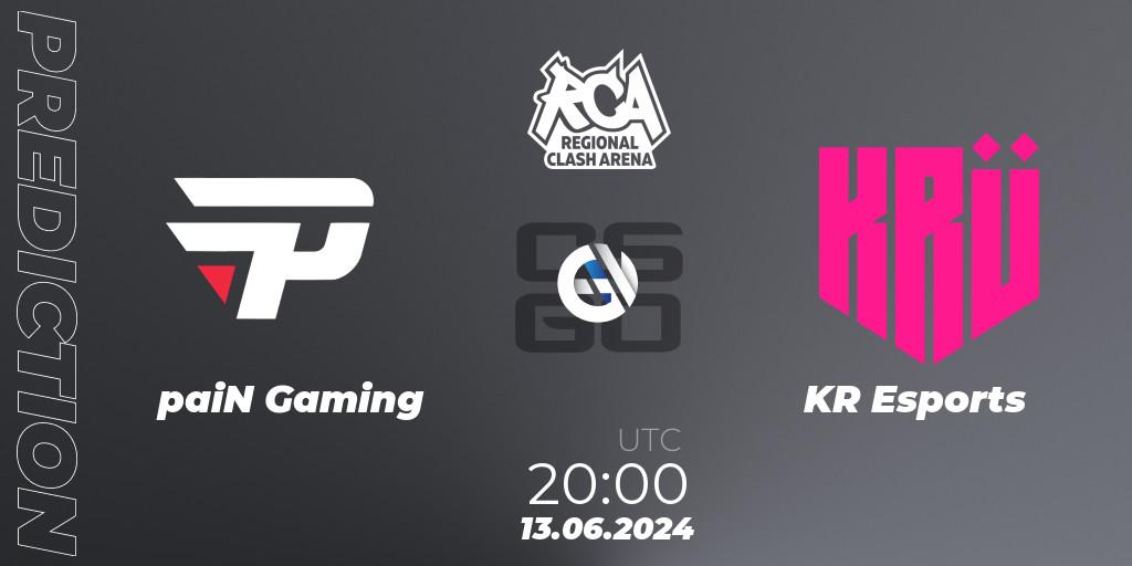 Pronóstico paiN Gaming - KRÜ Esports. 13.06.2024 at 20:00, Counter-Strike (CS2), Regional Clash Arena South America