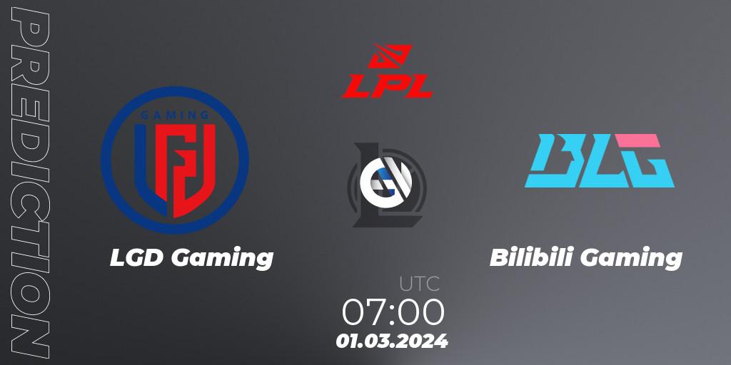 Pronóstico LGD Gaming - Bilibili Gaming. 01.03.24, LoL, LPL Spring 2024 - Group Stage
