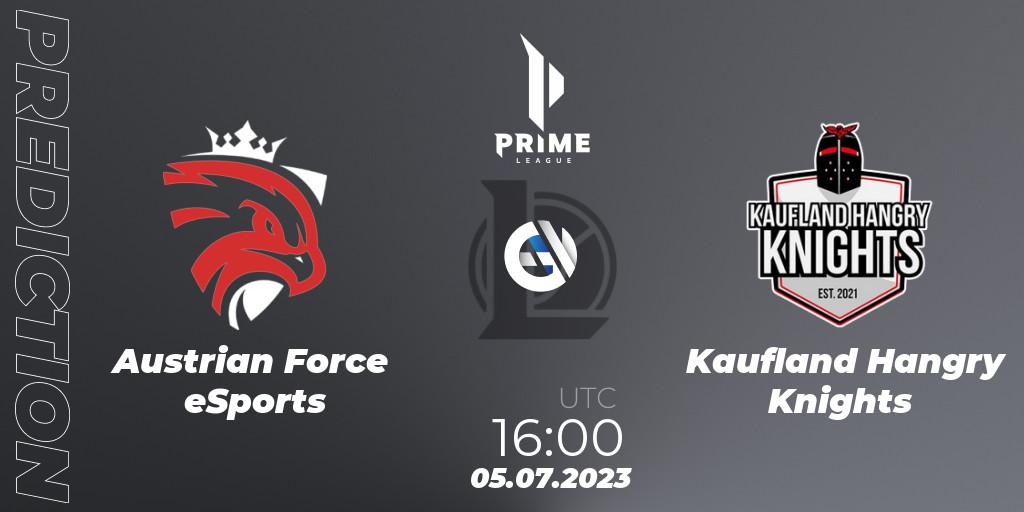 Pronóstico Austrian Force eSports - Kaufland Hangry Knights. 05.07.2023 at 16:00, LoL, Prime League 2nd Division Summer 2023