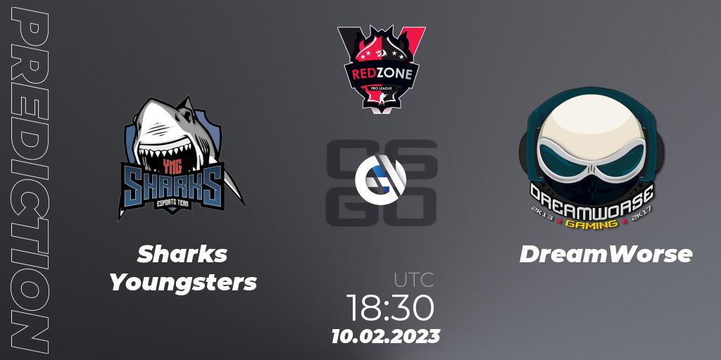 Pronóstico Sharks Youngsters - DreamWorse. 10.02.2023 at 18:30, Counter-Strike (CS2), RedZone PRO League 2023 Season 1
