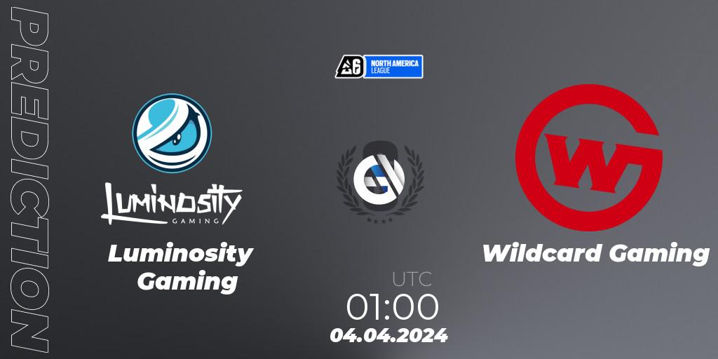 Pronóstico Luminosity Gaming - Wildcard Gaming. 03.04.2024 at 23:00, Rainbow Six, North America League 2024 - Stage 1