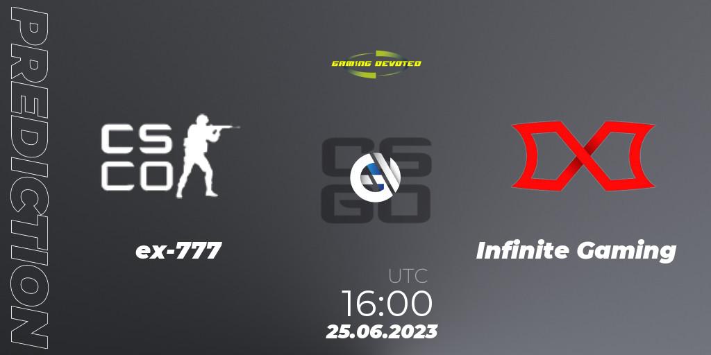 Pronóstico ex-777 - Infinite Gaming. 25.06.23, CS2 (CS:GO), Gaming Devoted Become The Best: Series #2