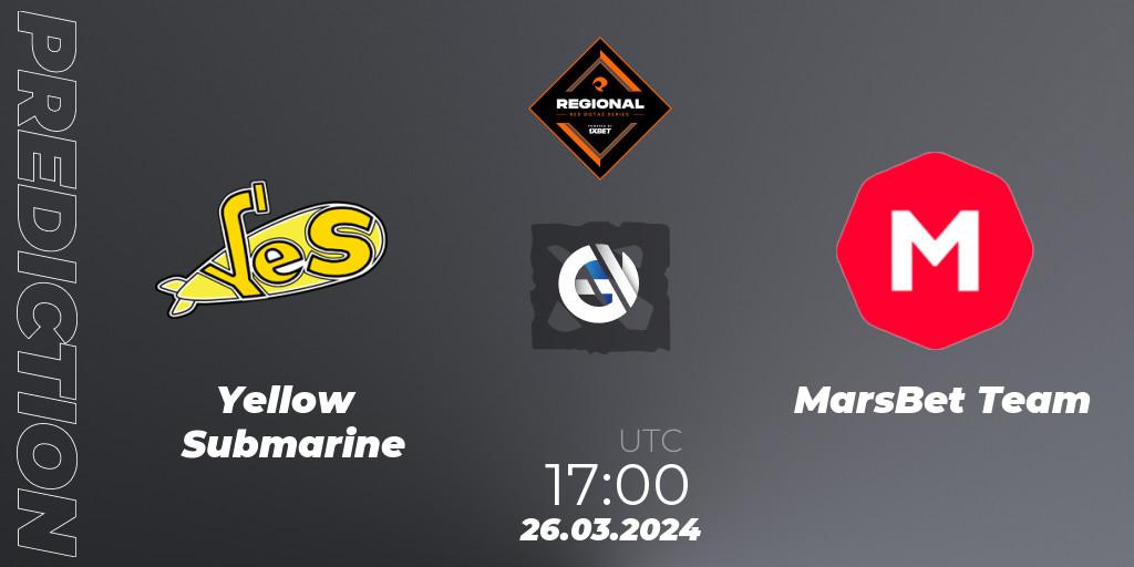 Pronóstico Yellow Submarine - MarsBet Team. 26.03.2024 at 18:00, Dota 2, RES Regional Series: EU #1