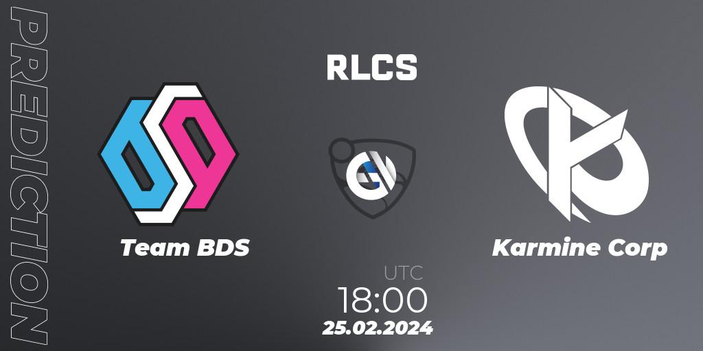 Pronóstico Team BDS - Karmine Corp. 25.02.24, Rocket League, RLCS 2024 - Major 1: Europe Open Qualifier 2