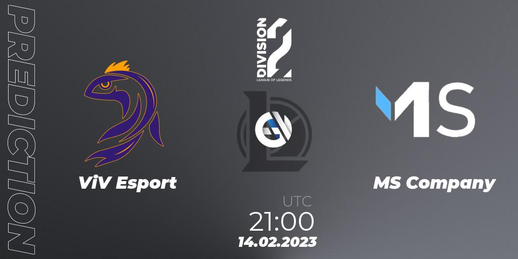 Pronóstico ViV Esport - MS Company. 14.02.2023 at 21:00, LoL, LFL Division 2 Spring 2023 - Group Stage