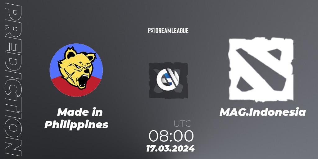Pronóstico Made in Philippines - MAG.Indonesia. 17.03.24, Dota 2, DreamLeague Season 23: Southeast Asia Open Qualifier #1