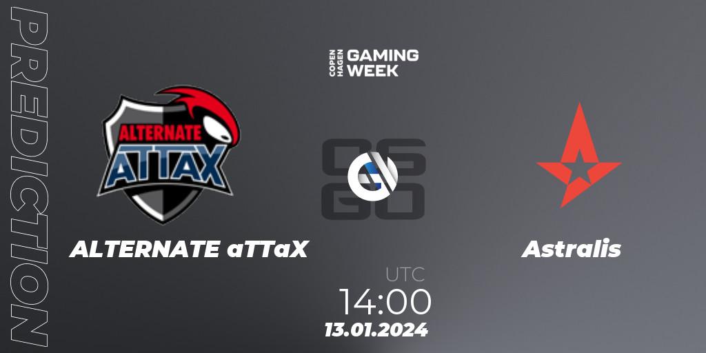Pronóstico ALTERNATE aTTaX - Astralis. 13.01.2024 at 14:10, Counter-Strike (CS2), Copenhagen Gaming Week 2024