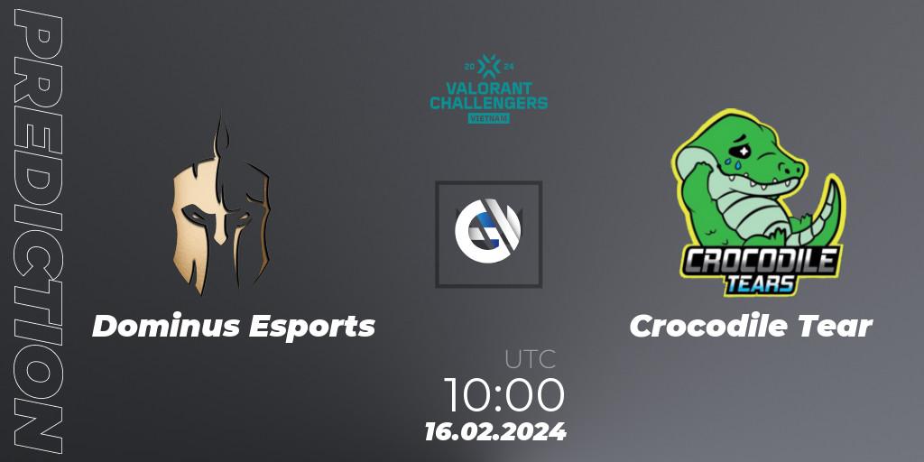 Pronóstico Dominus Esports - Crocodile Tear. 16.02.2024 at 10:00, VALORANT, VALORANT Challengers 2024 Vietnam: Split 1