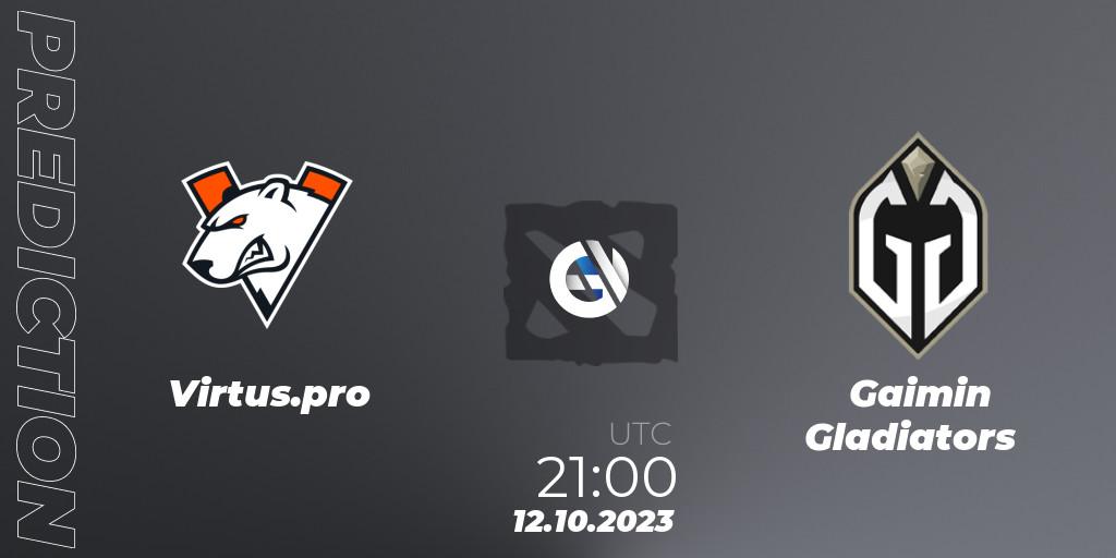 Pronóstico Virtus.pro - Gaimin Gladiators. 12.10.2023 at 21:42, Dota 2, The International 2023 - Group Stage