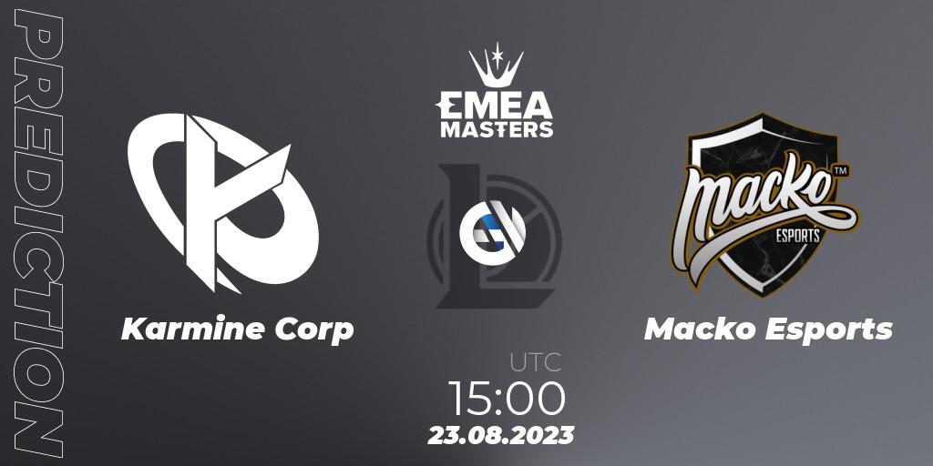 Pronóstico Karmine Corp - Macko Esports. 23.08.2023 at 15:00, LoL, EMEA Masters Summer 2023