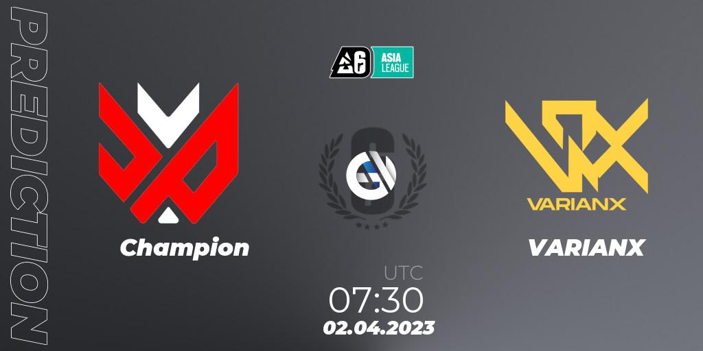 Pronóstico Champion - VARIANX. 02.04.2023 at 07:30, Rainbow Six, SEA League 2023 - Stage 1