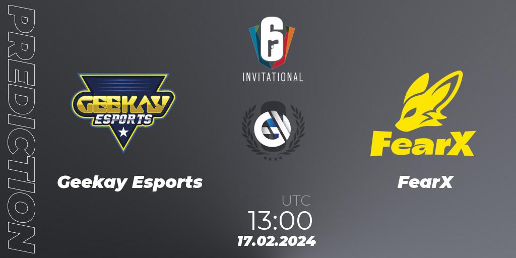 Pronóstico Geekay Esports - FearX. 17.02.2024 at 13:00, Rainbow Six, Six Invitational 2024 - Group Stage