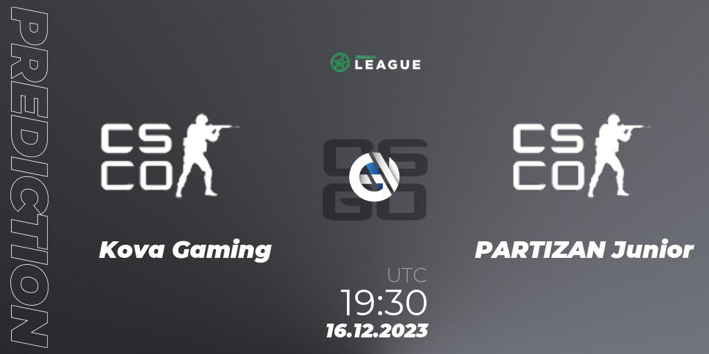 Pronóstico Kova Gaming - PARTIZAN Junior. 16.12.2023 at 19:30, Counter-Strike (CS2), ESEA Season 47: Intermediate Division - Europe