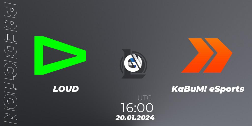Pronóstico LOUD - KaBuM! eSports. 20.01.2024 at 16:00, LoL, CBLOL Split 1 2024 - Group Stage
