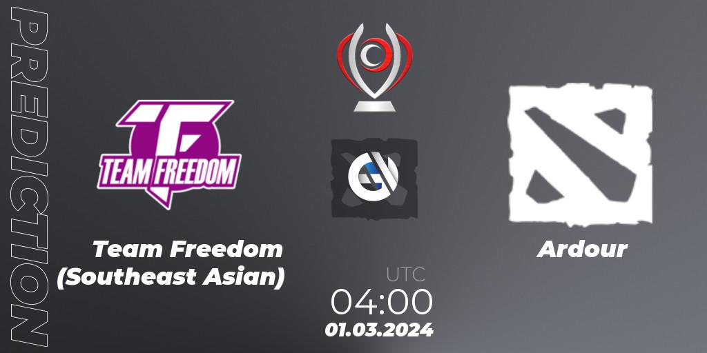 Pronóstico Team Freedom (Southeast Asian) - Ardour. 01.03.2024 at 04:00, Dota 2, Opus League