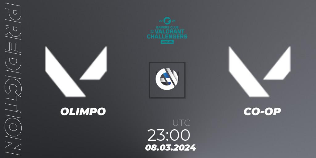 Pronóstico OLIMPO - CO-OP. 08.03.2024 at 23:10, VALORANT, VALORANT Challengers Brazil 2024: Split 1
